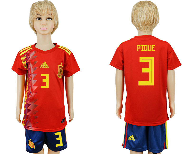 2018 World Cup Children football jersey SPAIN CHIRLDREN #3 PIQUE